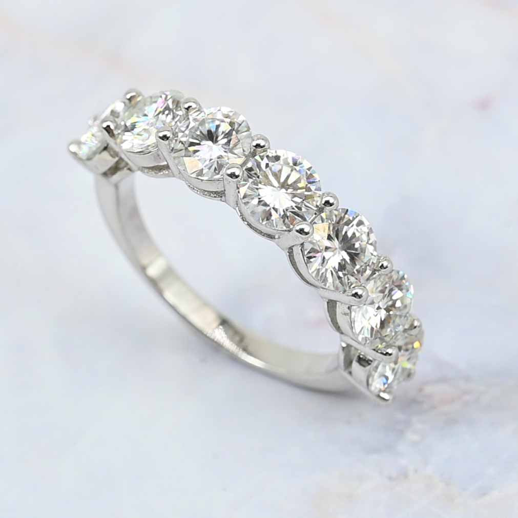 Sterling Silver Brilliant Cut Lab Grown Diamond Claw Set Eternity Band 3.5ct , S925 Moissanite Ring