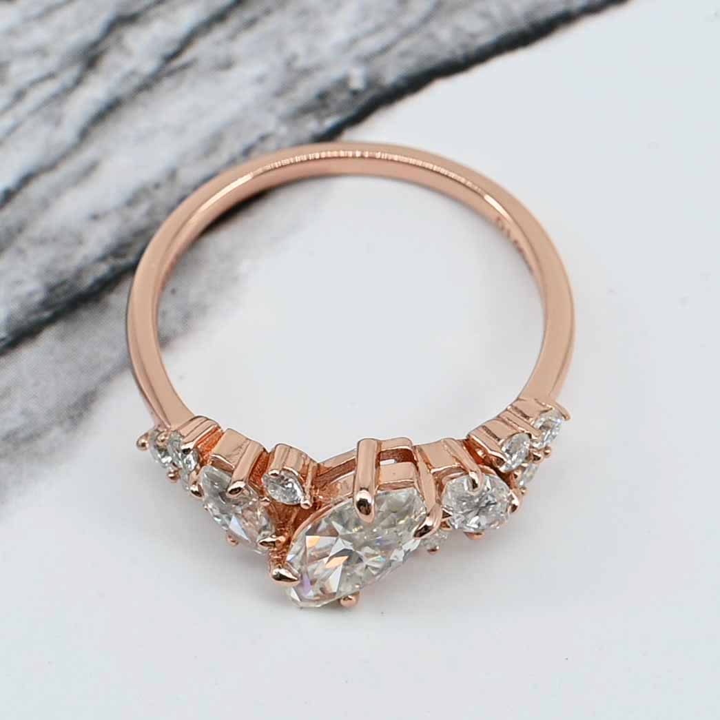 Gold Plated S925 Dress Ring – Marquise & Round Lab-Grown Diamonds