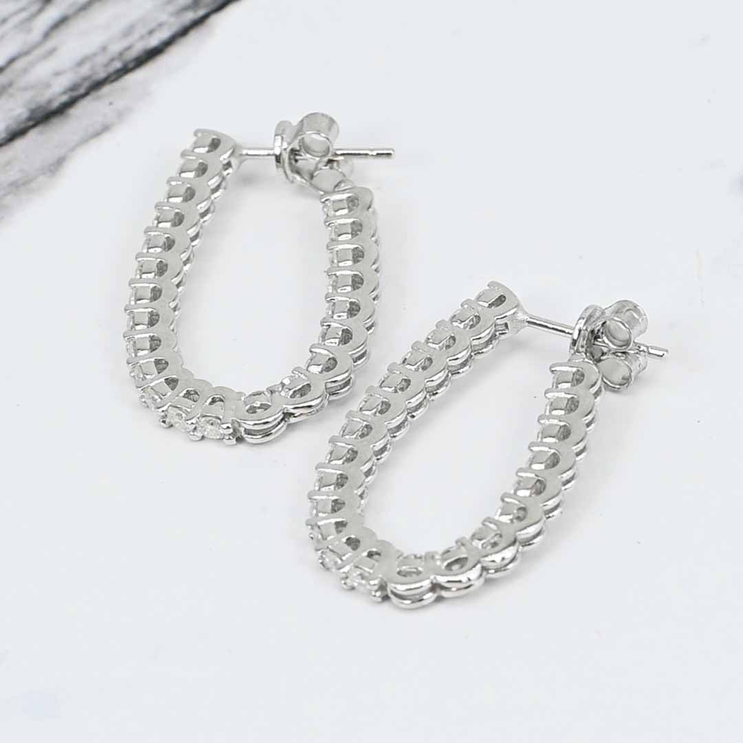 Sterling Silver Lab Grown Diamond Hoop Earrings