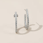 Sterling silver lab-grown diamond hoop earrings, round classic shape with full sparkle