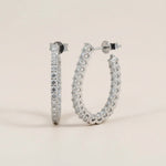 Elegant sterling silver diamond hoop earrings with round brilliant lab-grown stones, open design