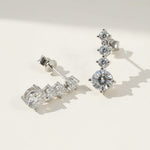 Four-stone sterling silver dangle earrings with brilliant cut lab-grown diamonds, total 2ct sparkle.