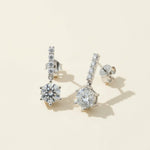 Brilliant cut 1ct moissanite drop earrings in platinum plated S925 silver