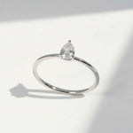 Platinum pear cut moissanite ring with 0.5ct center stone