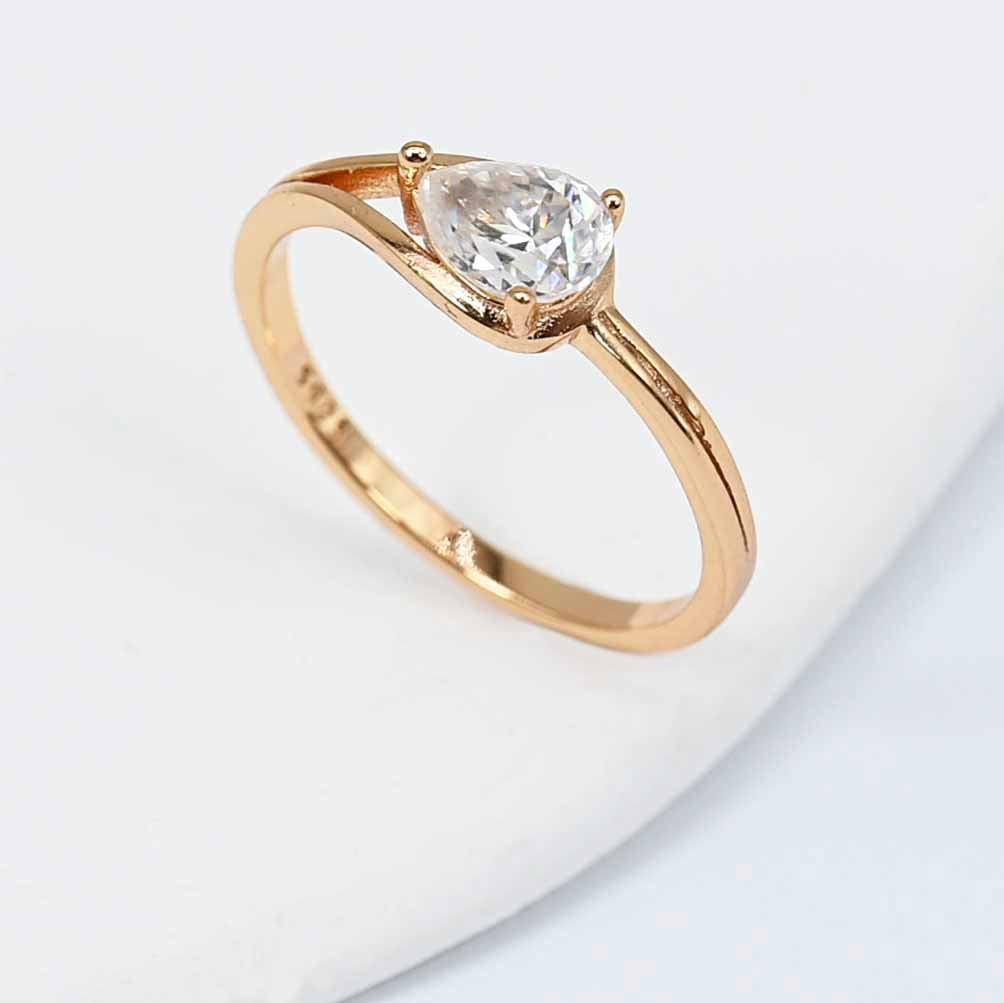 Gold Plated Sterling Silver Lab Grown Diamond Claw Set Ring 1.0cts , Gold Plated S925 Moissanite Ring