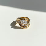 Gold sterling silver marquise moissanite bridal set in sunlight