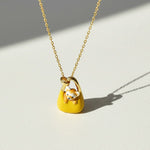 Hand-painted yellow chihuahua bag pendant necklace by A2K London