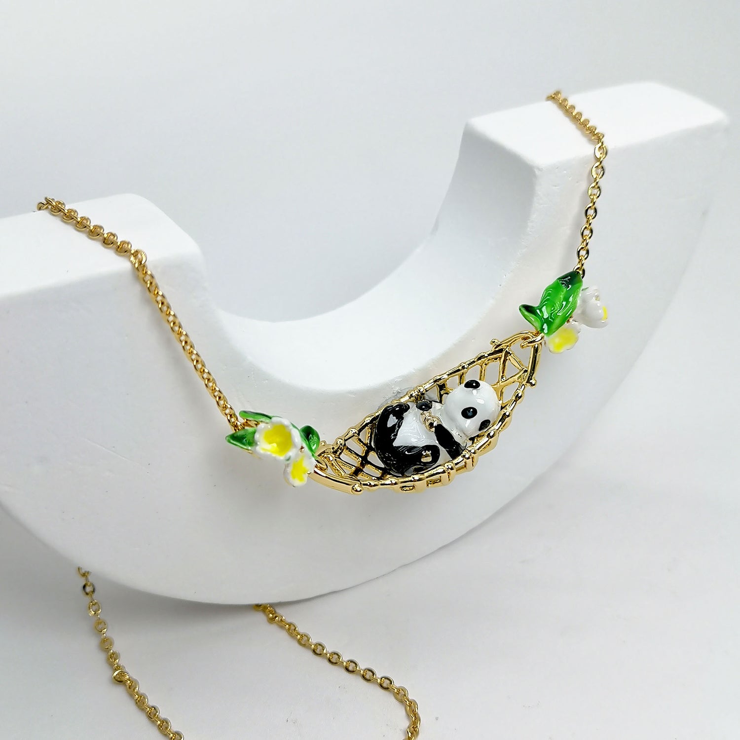 Handpainted Enamel Panda Necklace