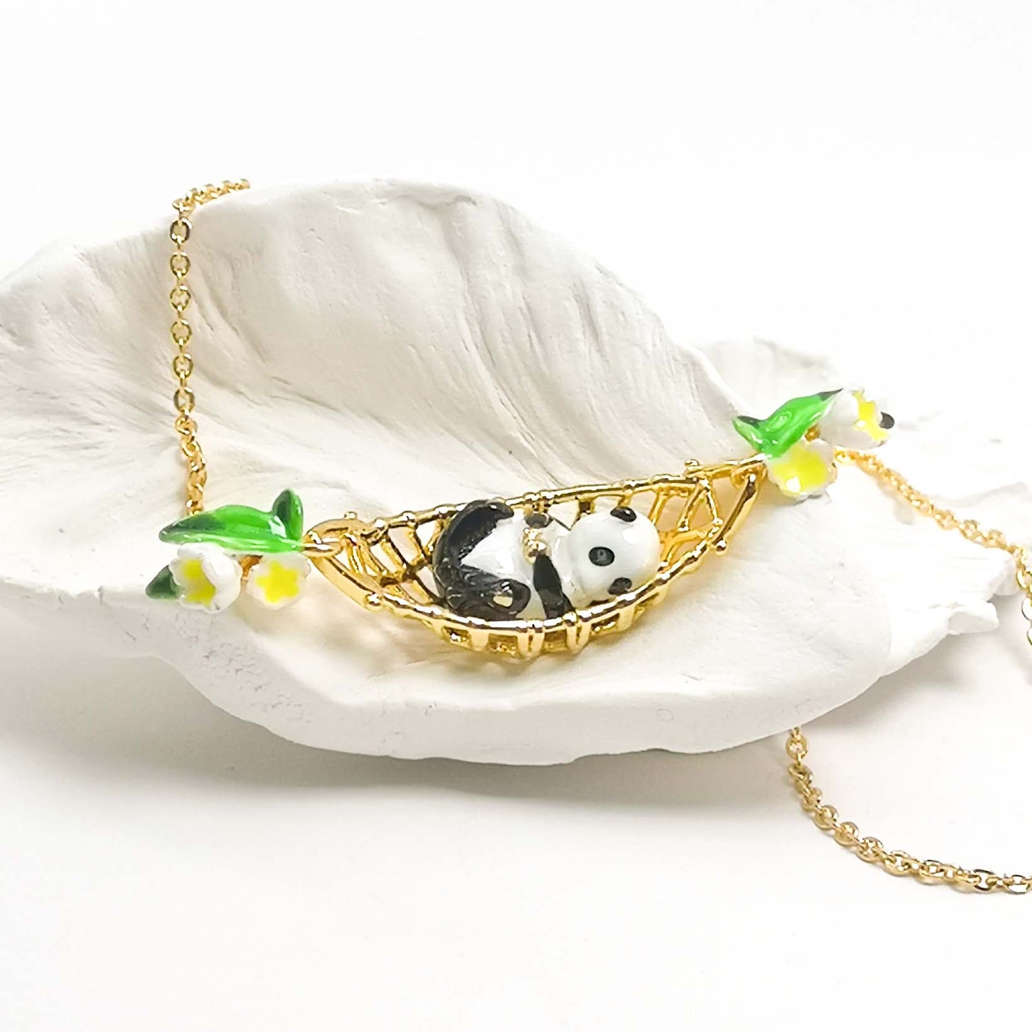 Handpainted Enamel Panda Necklace