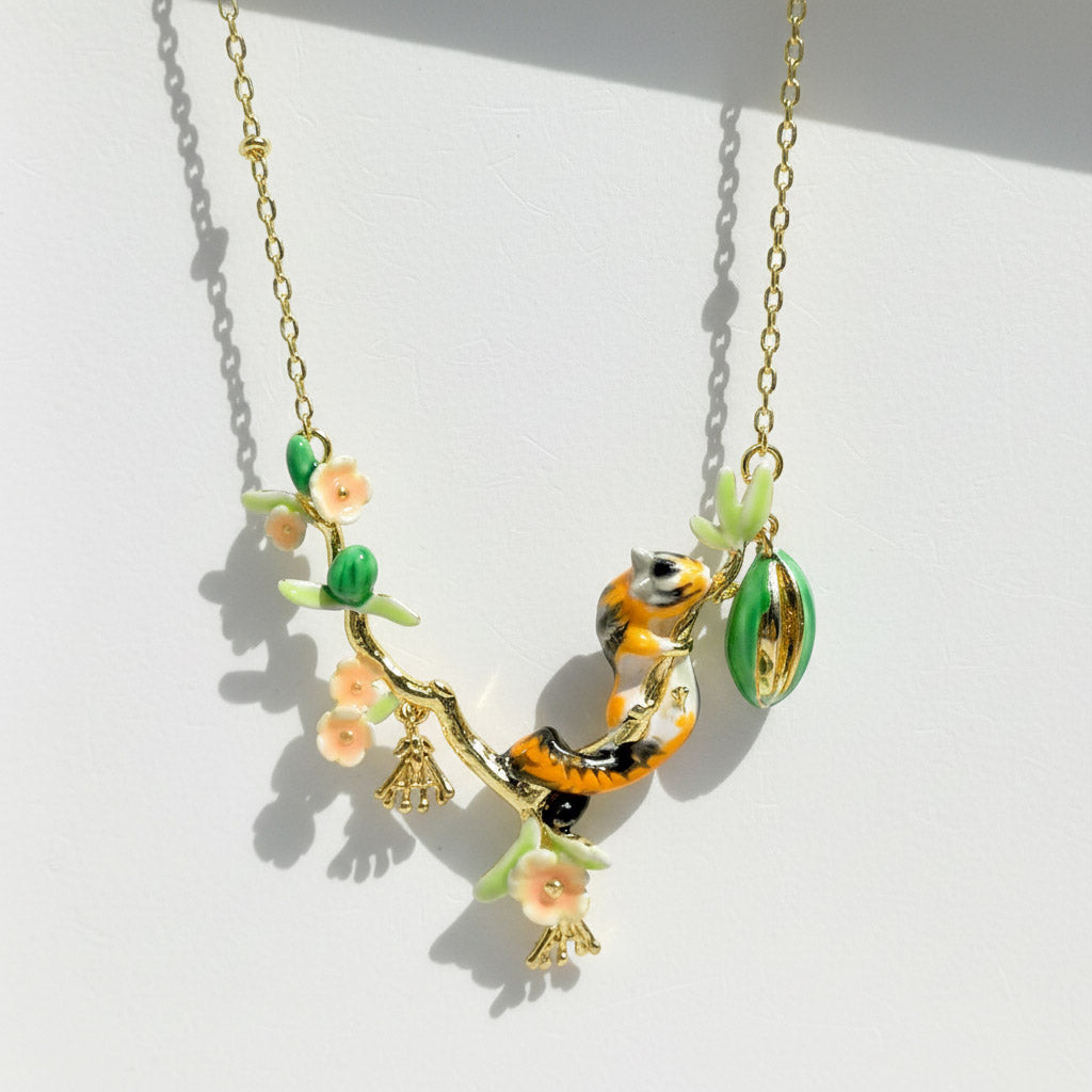 Necklace with a squirrel pendant on a white background
