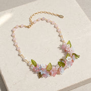 Pink Quartz Floral Necklace