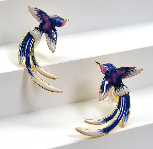 Bird of Paradise Swooping Earrings