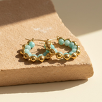 Amazonite Gemstone Hoop Earrings in Gold Stainless Steel