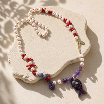 Amethyst Fish & Coral Necklace