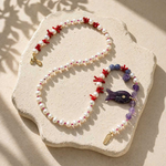 Amethyst Fish & Coral Pearl Necklace