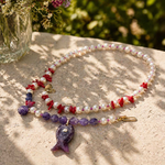 Amethyst Fish & Coral Pearl Necklace