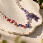 Amethyst Fish & Coral Pearl Necklace