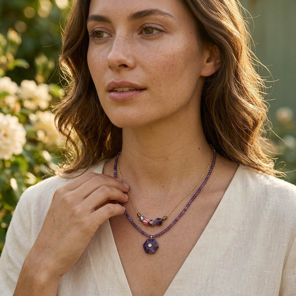 Amethyst & Pearl Convertible Statement Necklace