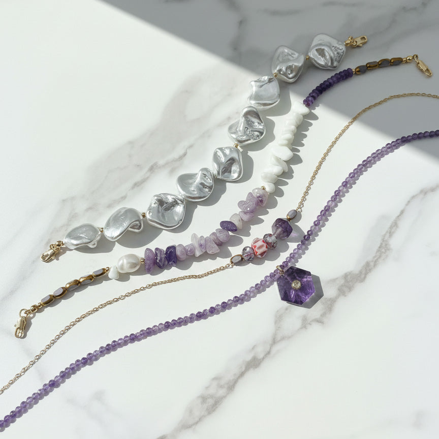 Amethyst & Pearl Convertible Statement Necklace