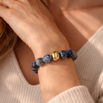 Blue Aventurine Bracelet | 10mm Gemstone with Gold Stainless Beads