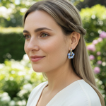 Blue & White Porcelain Hoop Earrings with Sodalite Stone