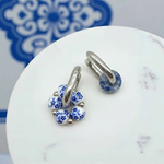 Blue & White Porcelain Hoop Earrings with Sodalite Stone