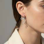 Bow Moissanite Drop Earrings in Platinum Plated Silver