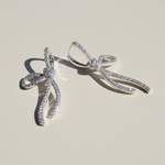 Bow Moissanite Drop Earrings in Platinum Plated Silver