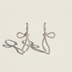 Bow Moissanite Drop Earrings in Platinum Plated Silver