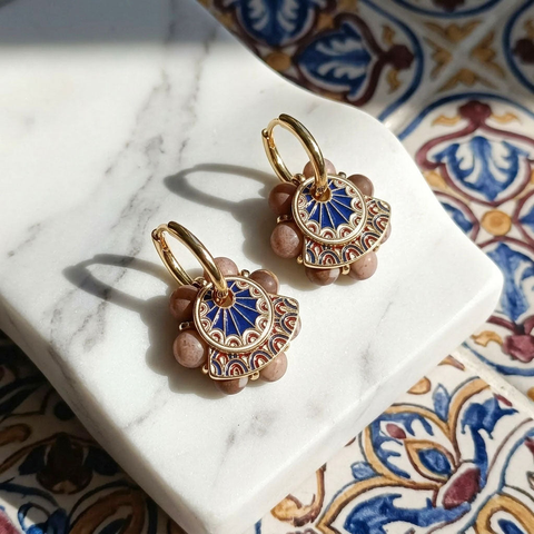 Cloisonné Garnet Earrings