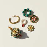 Convertible Cloisonné, Malachite & Pearl Multi-Way Hoop Earrings