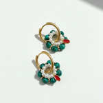 Convertible Cloisonné, Malachite & Pearl Multi-Way Hoop Earrings