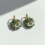 Convertible Green Cloisonné & Pearl Multi-Way Hoop Earrings