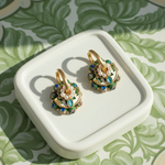 Convertible Green Cloisonné & Pearl Multi-Way Hoop Earrings