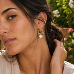 Convertible Garnet & Porcelain Drop Earrings