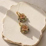 Convertible Garnet & Porcelain Drop Earrings