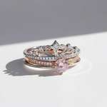 Crown Moissanite Ring Set | Vintage Tiara Stackable Rings