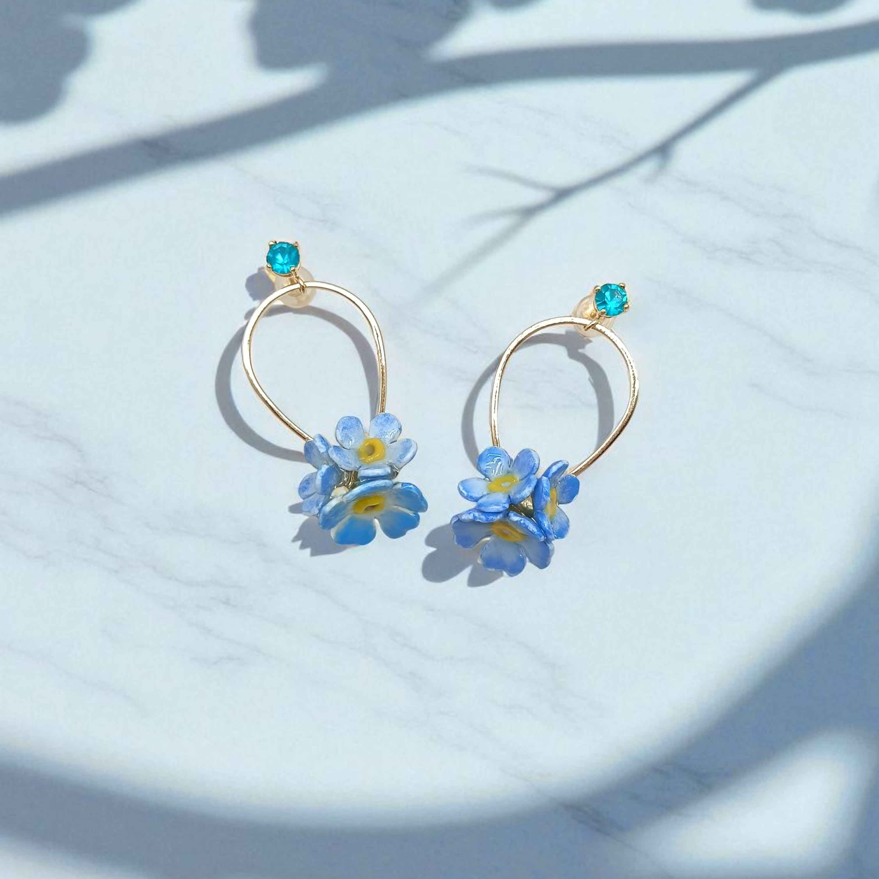 Handcrafted Forget-Me-Not Flower Dangle Earrings