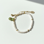 Freshwater Pearl Bracelet with CZ Paved Avocado Charm