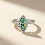 Green Marquise Moissanite Ring Halo | 1ct & 2ct