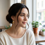 Hand-Painted Enamel Cat & Floral Drop Earrings