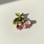 Hand-Painted Floral Brooch with Freshwater Pearls