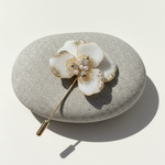 Orchid Resin &amp; Pearl Brooch Pin