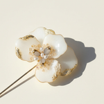 Orchid Resin &amp; Pearl Brooch Pin