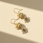 Handpainted Hydrangea Flower Earrings with CZ Stones