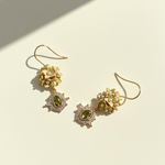 Handpainted Hydrangea Flower Earrings with CZ Stones