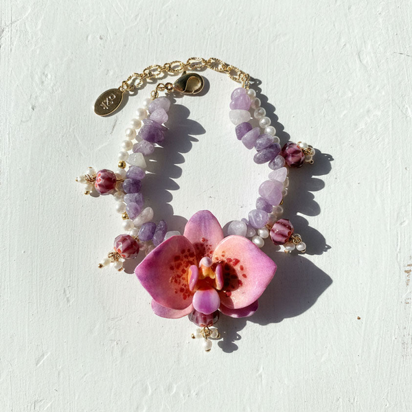 Orchid Jade & Pearl Bracelet