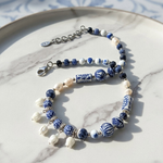 Handpainted Porcelain & Pearl Lily of the Valley Necklace