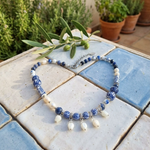Handpainted Porcelain & Pearl Lily of the Valley Necklace