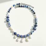 Handpainted Porcelain & Pearl Lily of the Valley Necklace